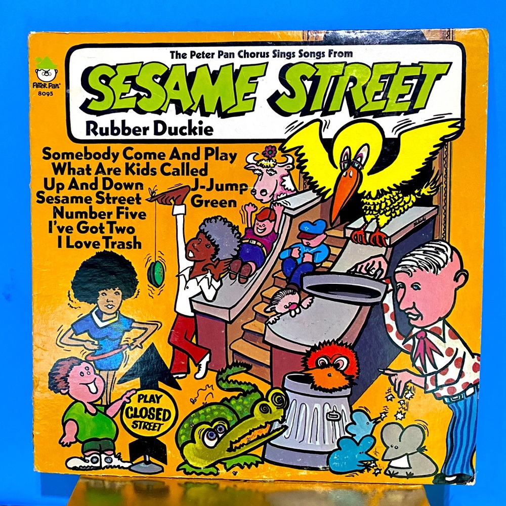 SESAME STREET VINTAGE 1970 RUBBER DUCKIE PETER PAN 8095 VINYL RECORD ALBUM